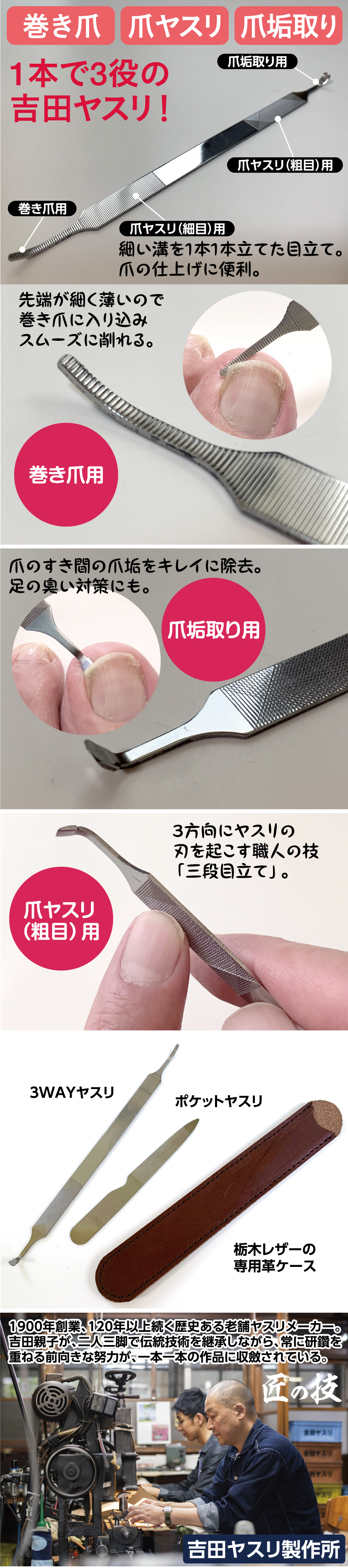 吉田ヤスリ・1本で3役使える 匠の3WAYヤスリ│身近な優れものショップ