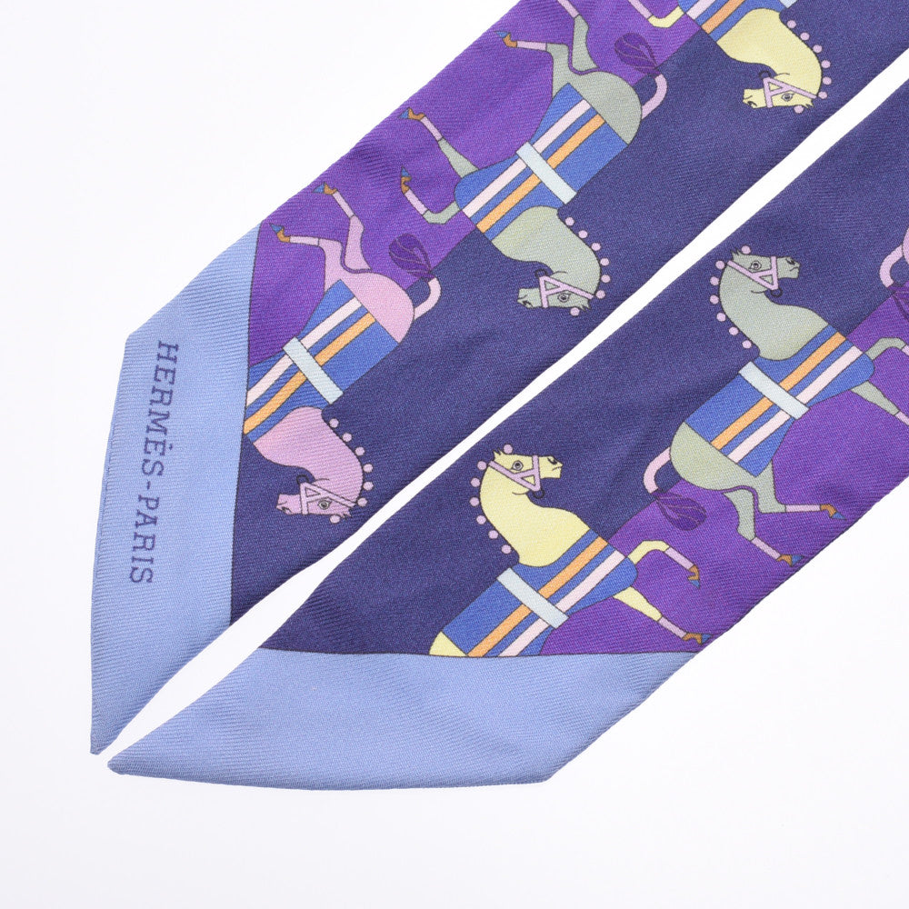 エルメスツイリー 馬柄 紫/紺 レディース スカーフ HERMES 中古 – 銀蔵