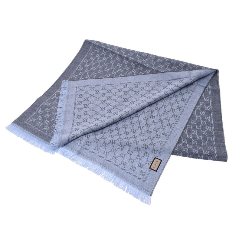 グッチGG柄 ストール グレー/水色 ユニセックス マフラー 411115 GUCCI