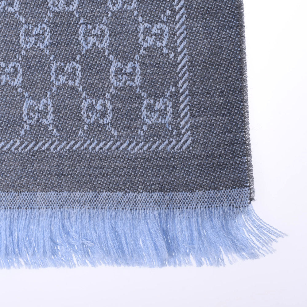 グッチGG柄 ストール グレー/水色 ユニセックス マフラー 411115 GUCCI