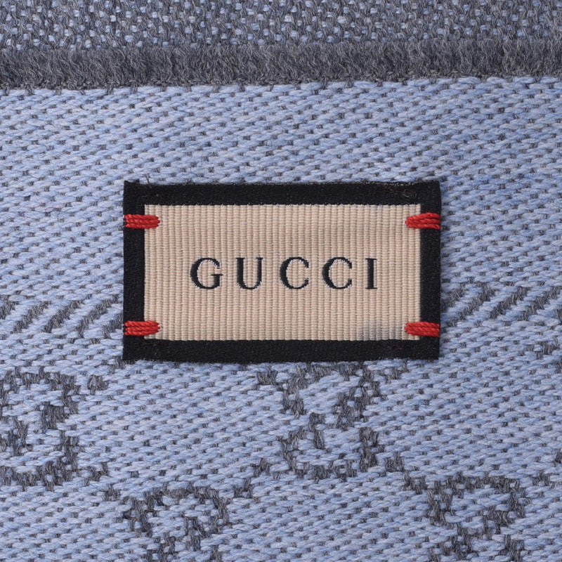 グッチGG柄 ストール グレー/水色 ユニセックス マフラー 411115 GUCCI