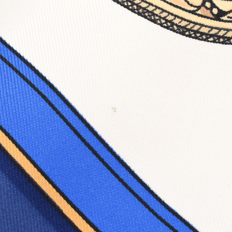 エルメスカレ90 盛装の馬 白×青 レディース スカーフ HERMES 中古