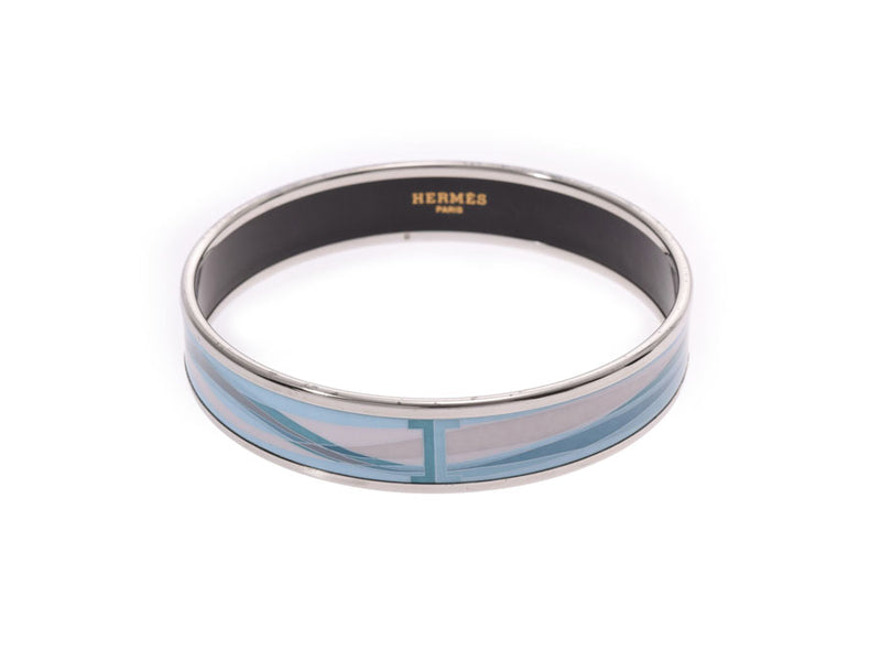 HERMES チェーン柄 エマイユPMバングル（青系） HERMESチェーン柄
