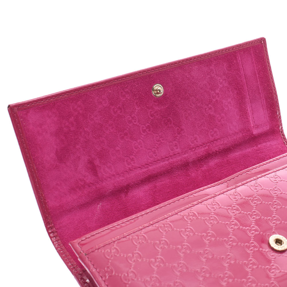 グッチマイクログッチ ファスナー長財布 ピンク系 ゴールド金具