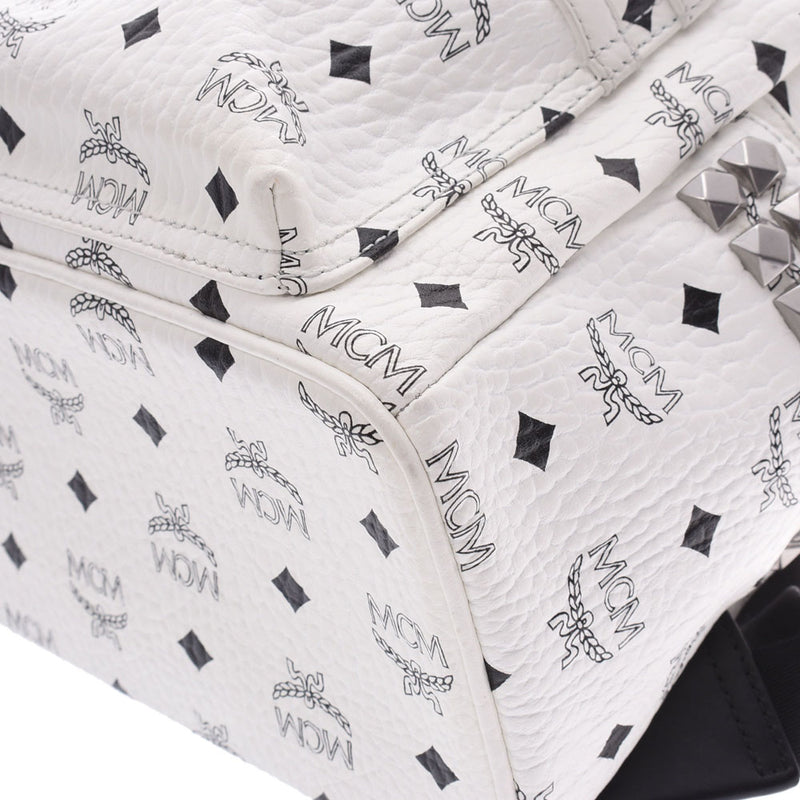 エムシーエムバックパック サイドスタッズ 白/黒 レディース リュック