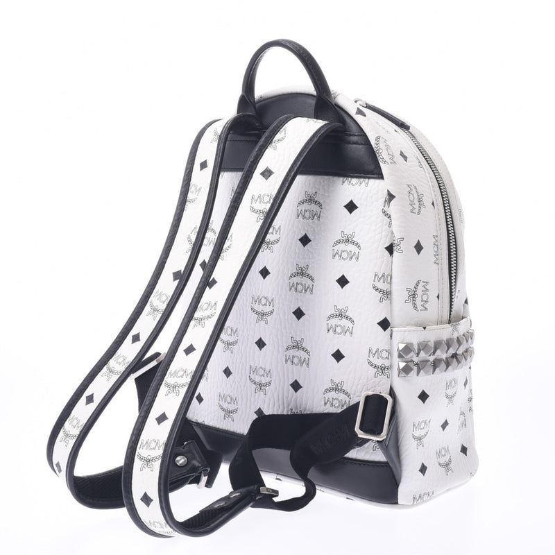 エムシーエムバックパック サイドスタッズ 白/黒 レディース リュック