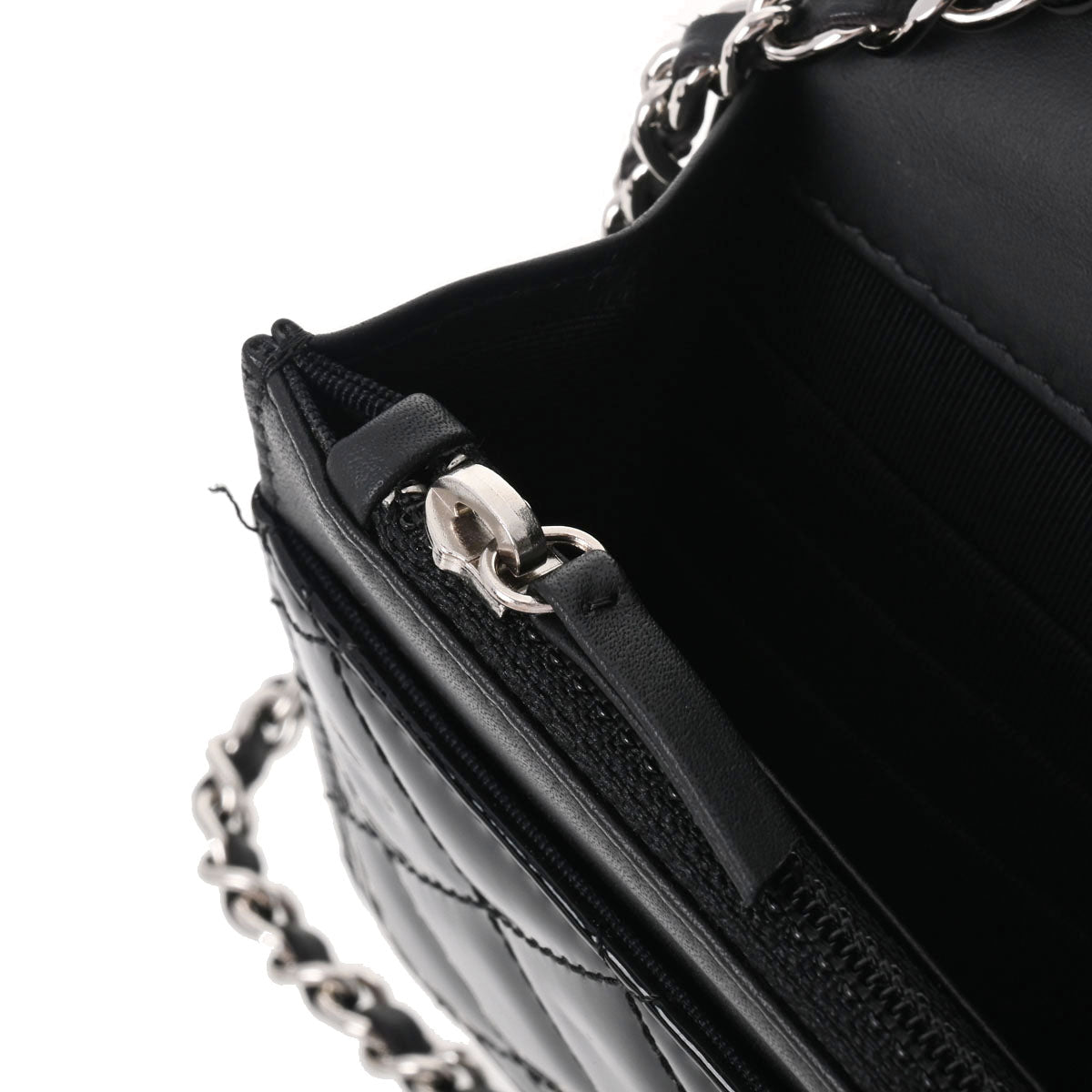 シャネルチェーンウォレット 14143 ブラック シルバー金具 レディース