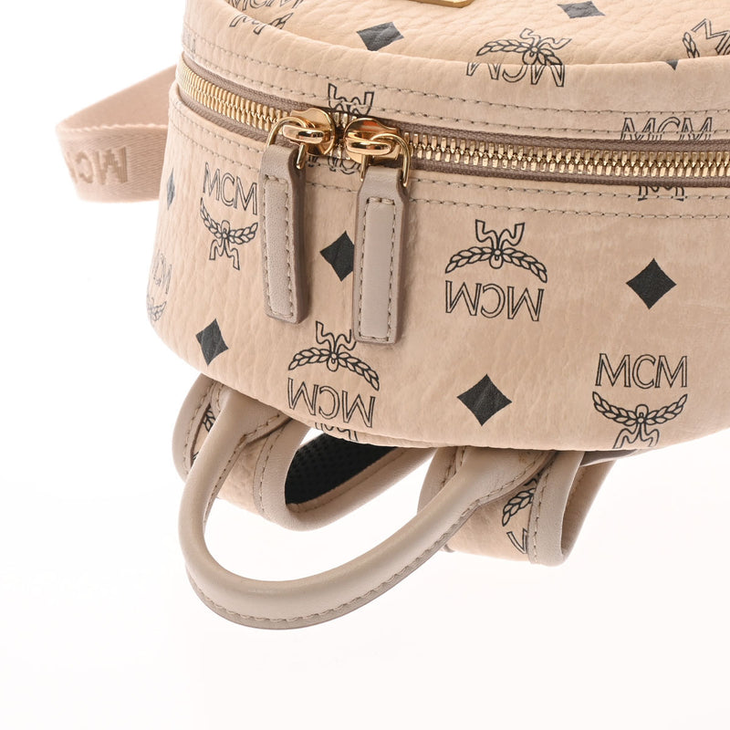 エムシーエムバックパック サイドスタッズ ベージュ ゴールド金具