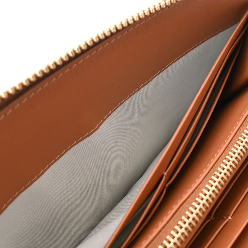 ロエベアナグラム ラウンドファスナー財布 オレンジ レディース レザー