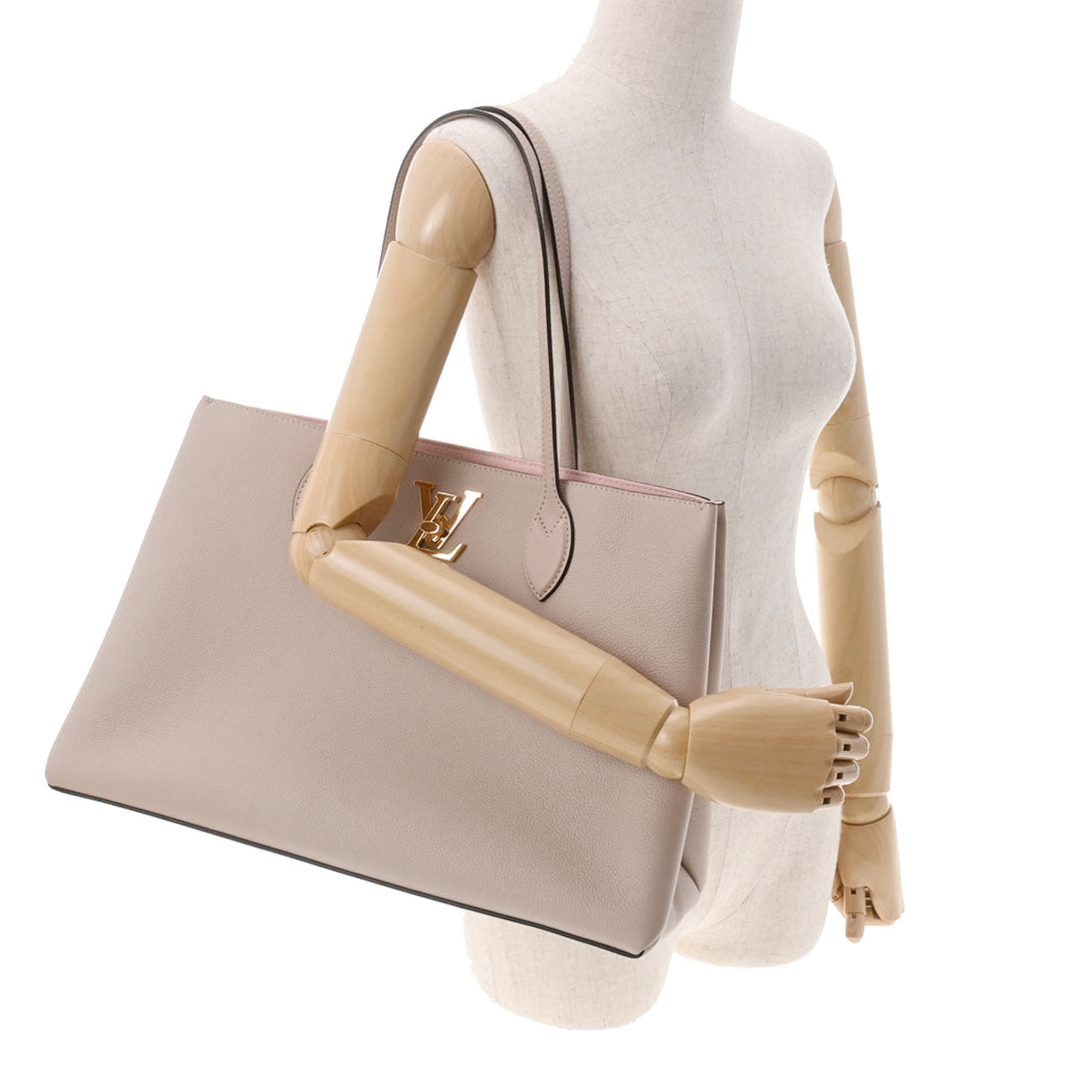 ルイヴィトンロックミー ショッパー グレージュ レディース レザー