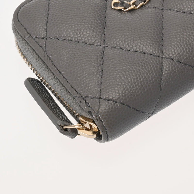 シャネルジッピーコインパース 42976 グレー ゴールド金具 レディース