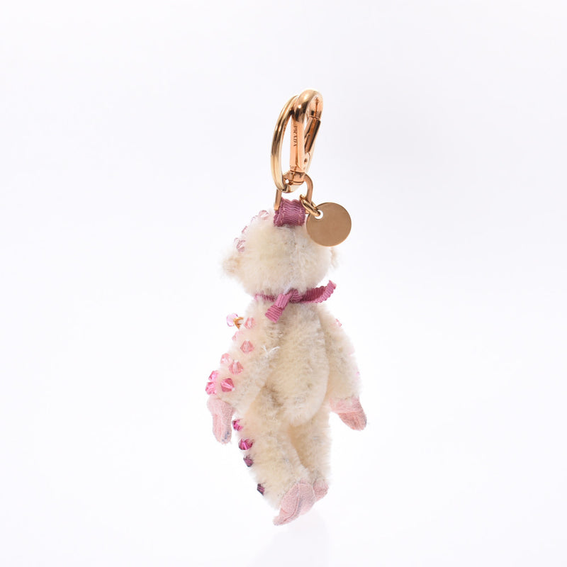 プラダモンキーチーフ バッグチャーム アイボリー系×ピンク ゴールド