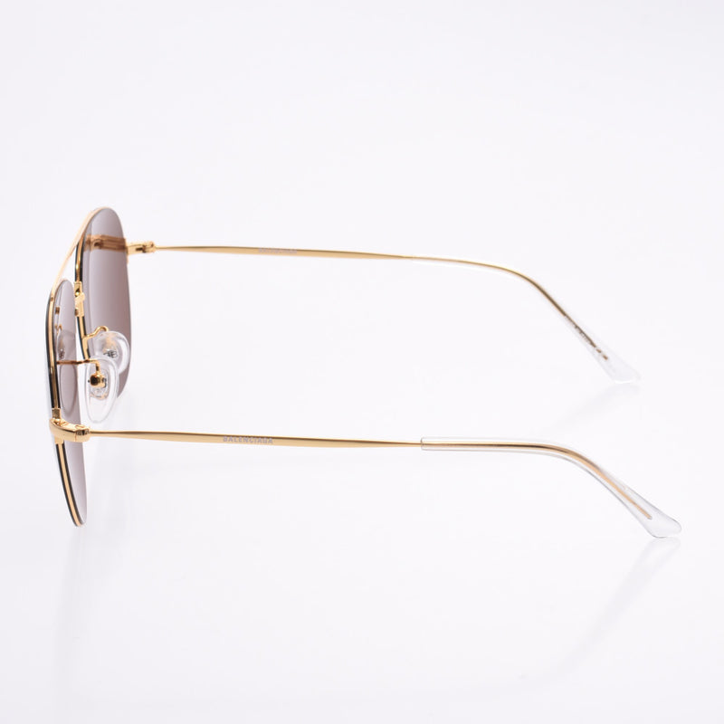 バレンシアガアビエーター ティアドロップ ロゴレンズ ゴールド/茶