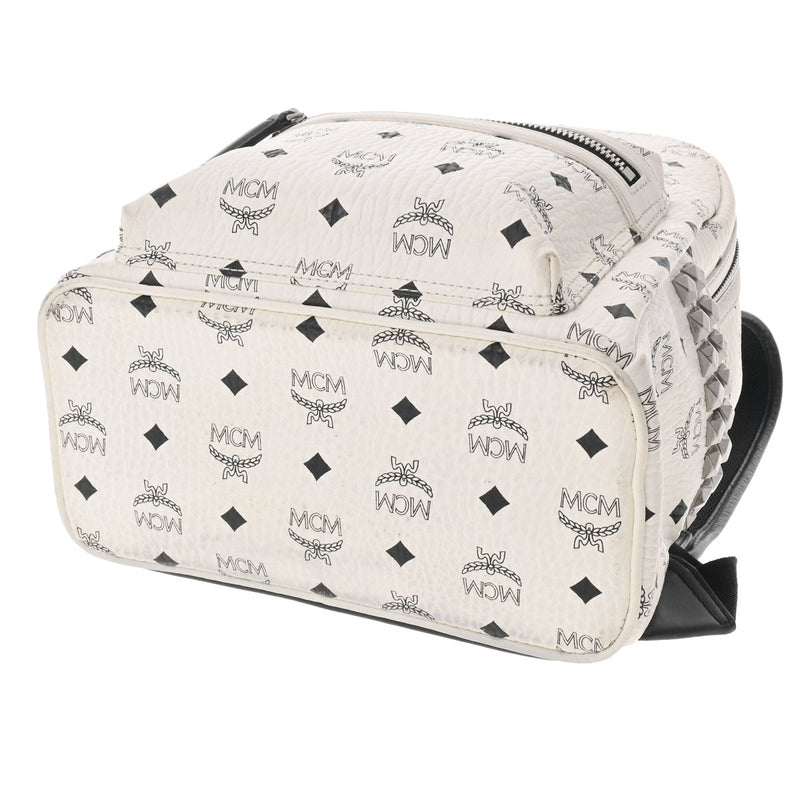 エムシーエムスタッズ バックパック ホワイト シルバー金具 レディース