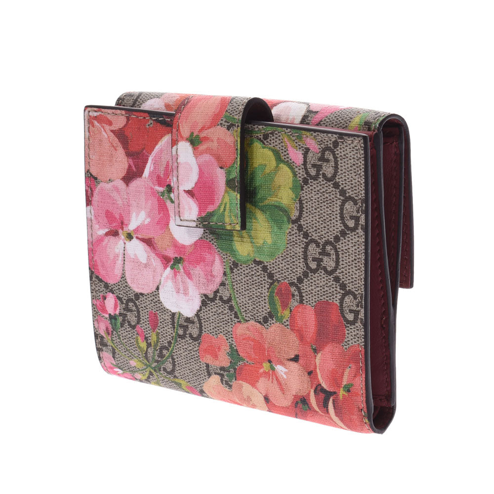 グッチGGブルームス Wホック財布 フラワー グレージュ系/花柄