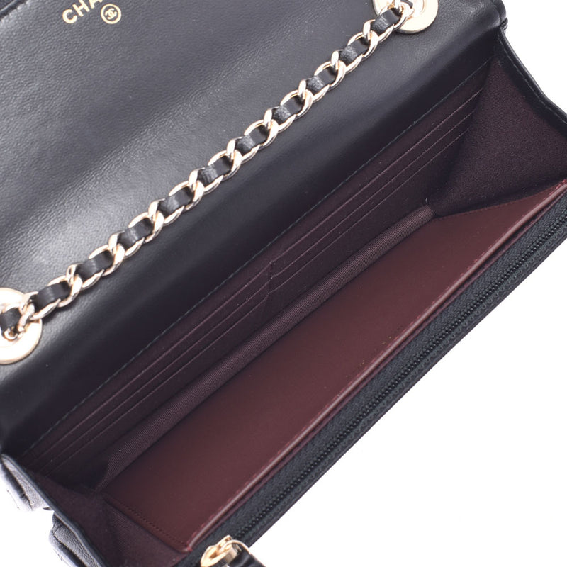 シャネル 14143 黒 ゴールド金具 レディース チェーンウォレット