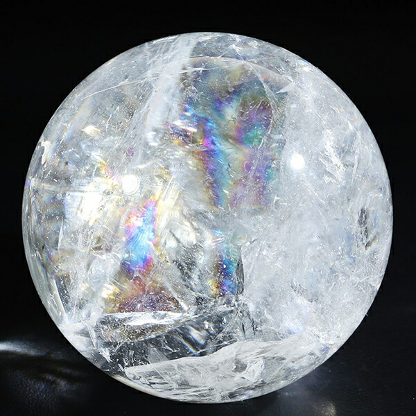 虹入り 水晶 丸玉 約45mm 穴なし 天然石 パワーストーン スフィア 水晶