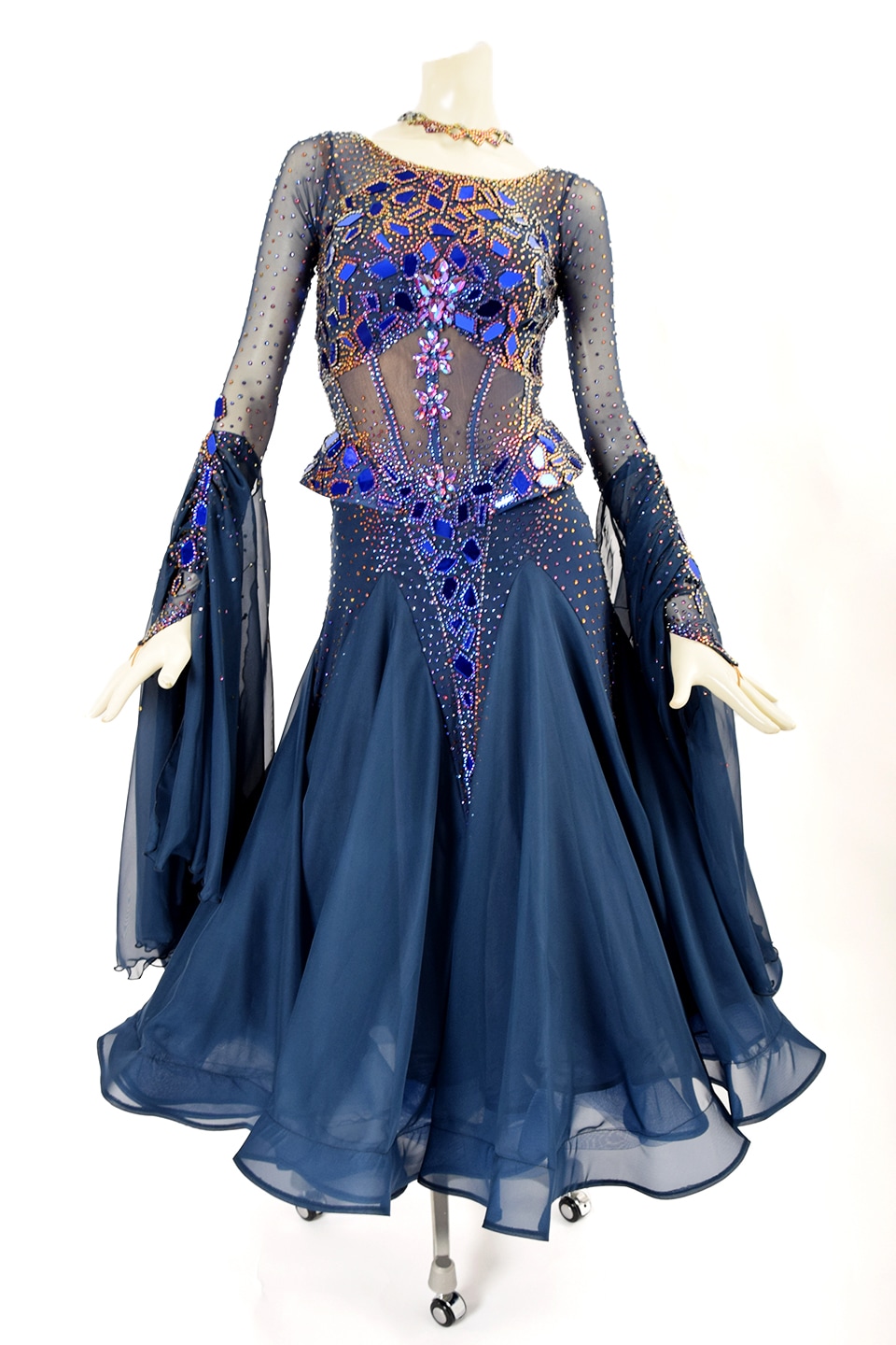 社交ダンスドレス スタンダード ネイビー ネイビー スタンダードドレス