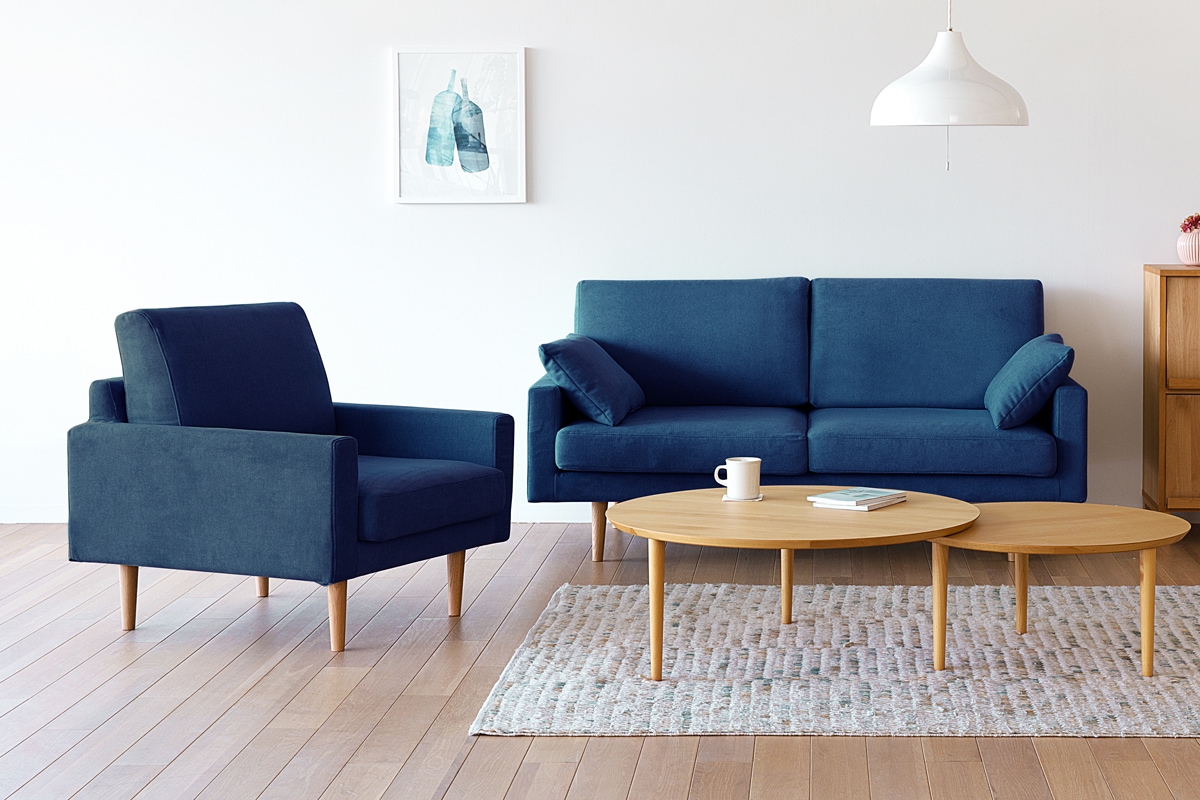 LEO SOFA 1人掛け ライトブルー オーク脚/ウォルナット脚