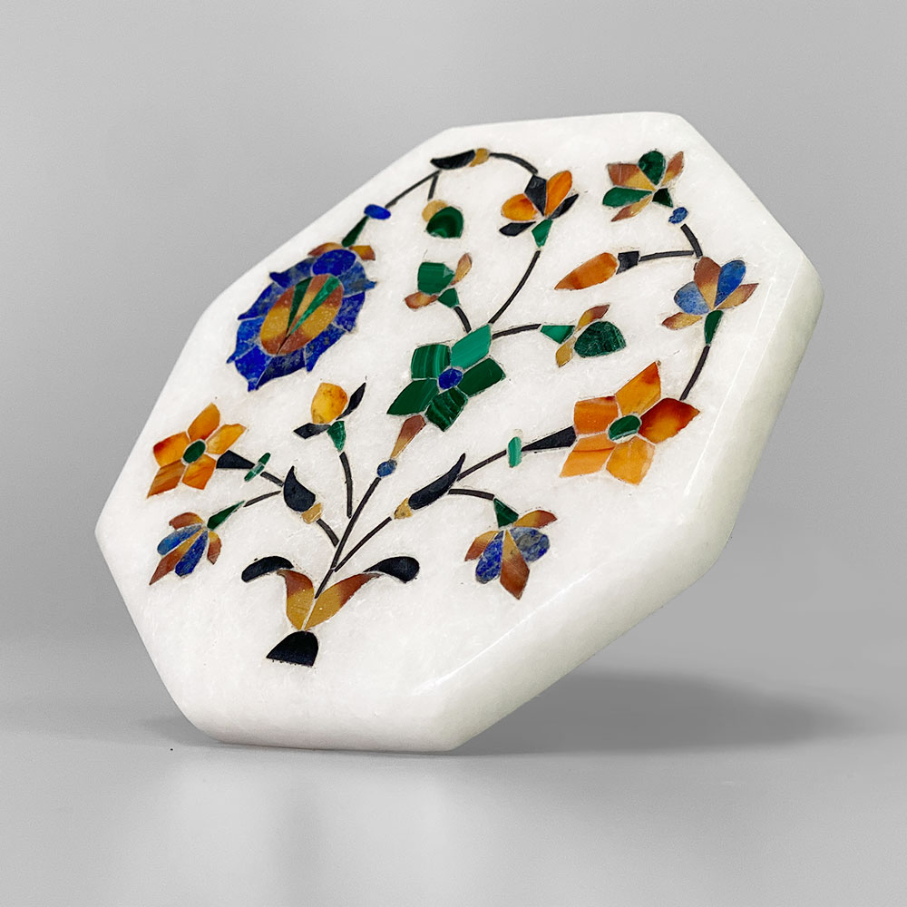 InDream 大理石象嵌細工 90×90mm 八角形プレート クリスマス ギフト