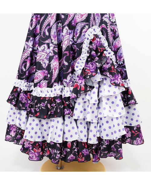 フラメンコファルダ デザインファルダ ブラック×パープル 【フラメンコ