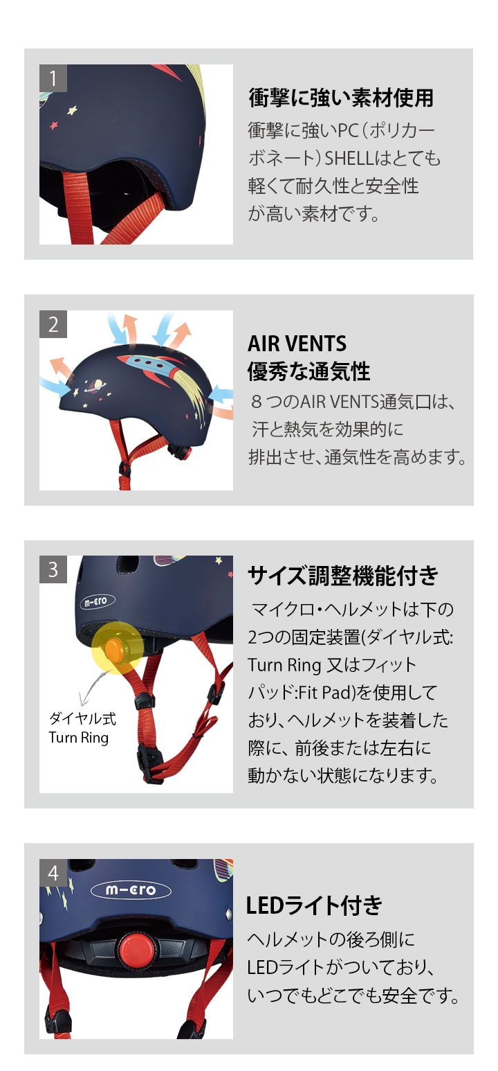 子供用ヘルメットLED ロケット [CE認証]☆2/18までお得な割引価格