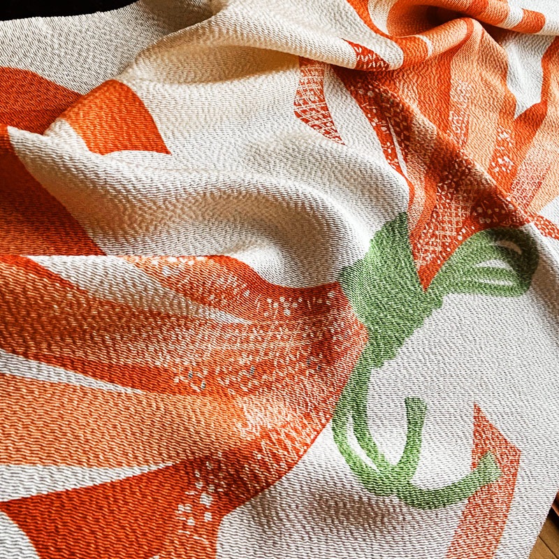 平井友禅工場 正絹ちりめん風呂敷 二巾 №52「熨斗目模様（束ね熨斗）」