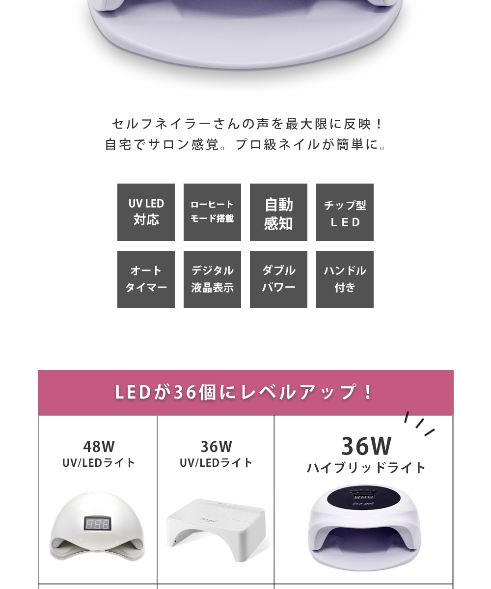宅配便限定】ネイルツール UV/LED両対応 36Wハイブリッドライト