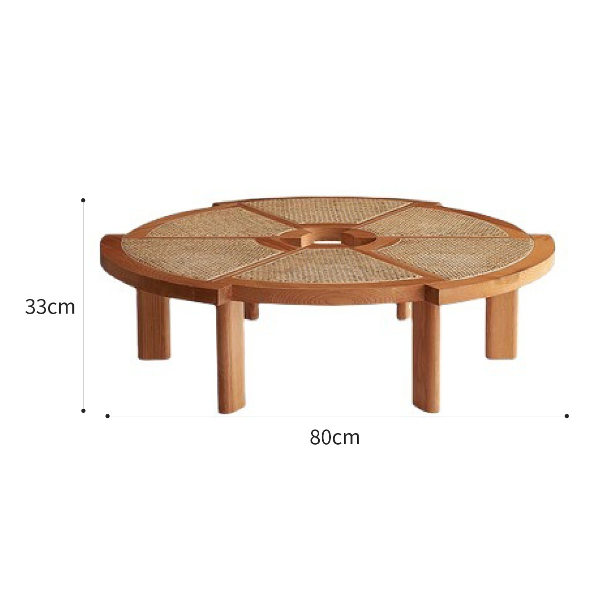 直径80cm] VeroMan ラタン木製テーブル ラタンテーブル ラタン編み