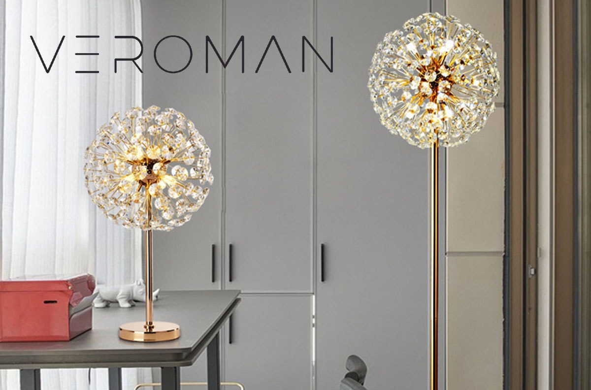 高さ160cm] VeroMan スタンドライト クリスタル ゴールド フロアライト