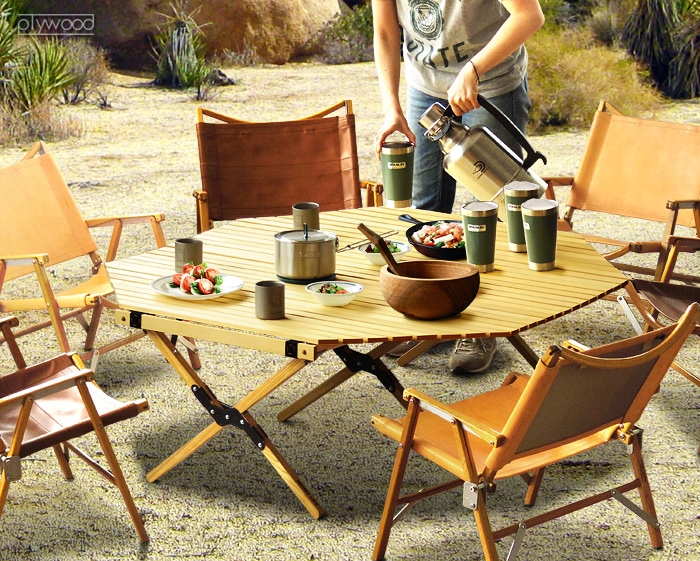 アウトプットライフ ウッド ロールトップテーブル [ オクタゴンL