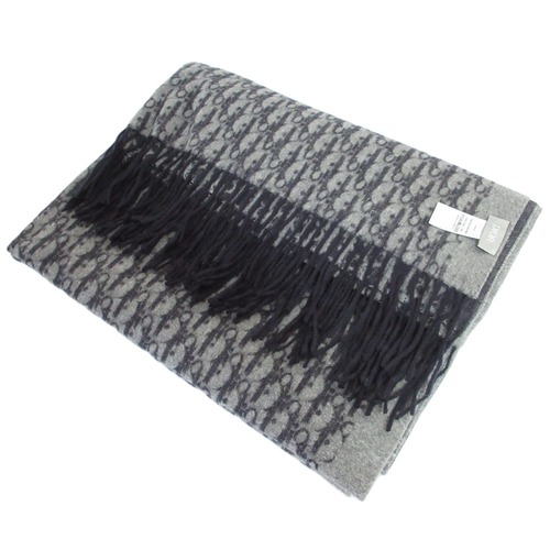 Christian Dior Oblique Silk Large Fringe Stole Scarf Shawl