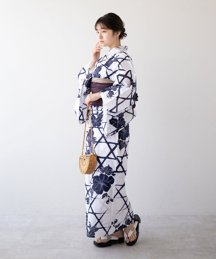 こだわり浴衣5点セット (浴衣/帯/下駄/腰紐/着付け冊子)※プリーツ