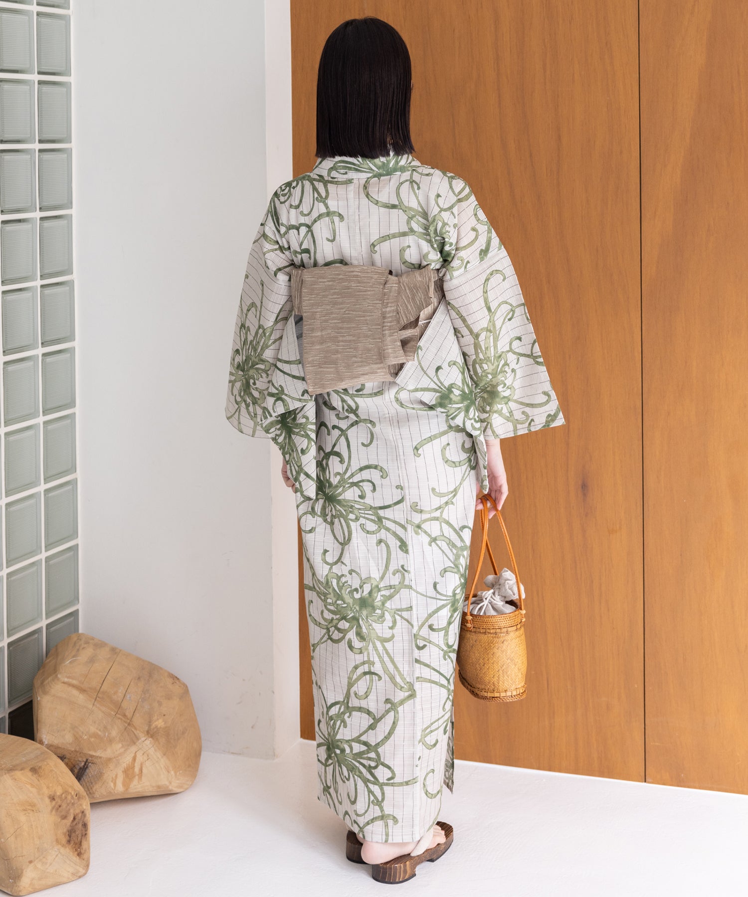 こだわり浴衣5点セット(浴衣/帯/下駄/腰紐/着付け冊子) 綿絽生地 乱絽