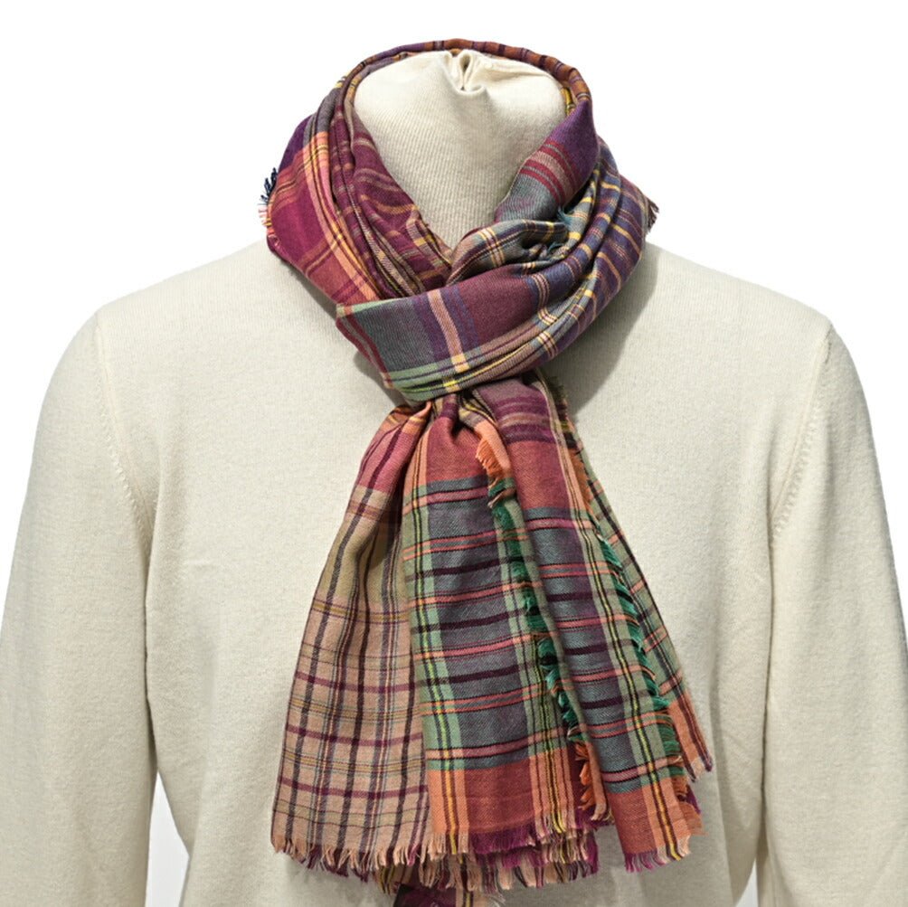 SALE｜ETRO エトロ / カシミヤシルク チェック柄ストール / メンズ