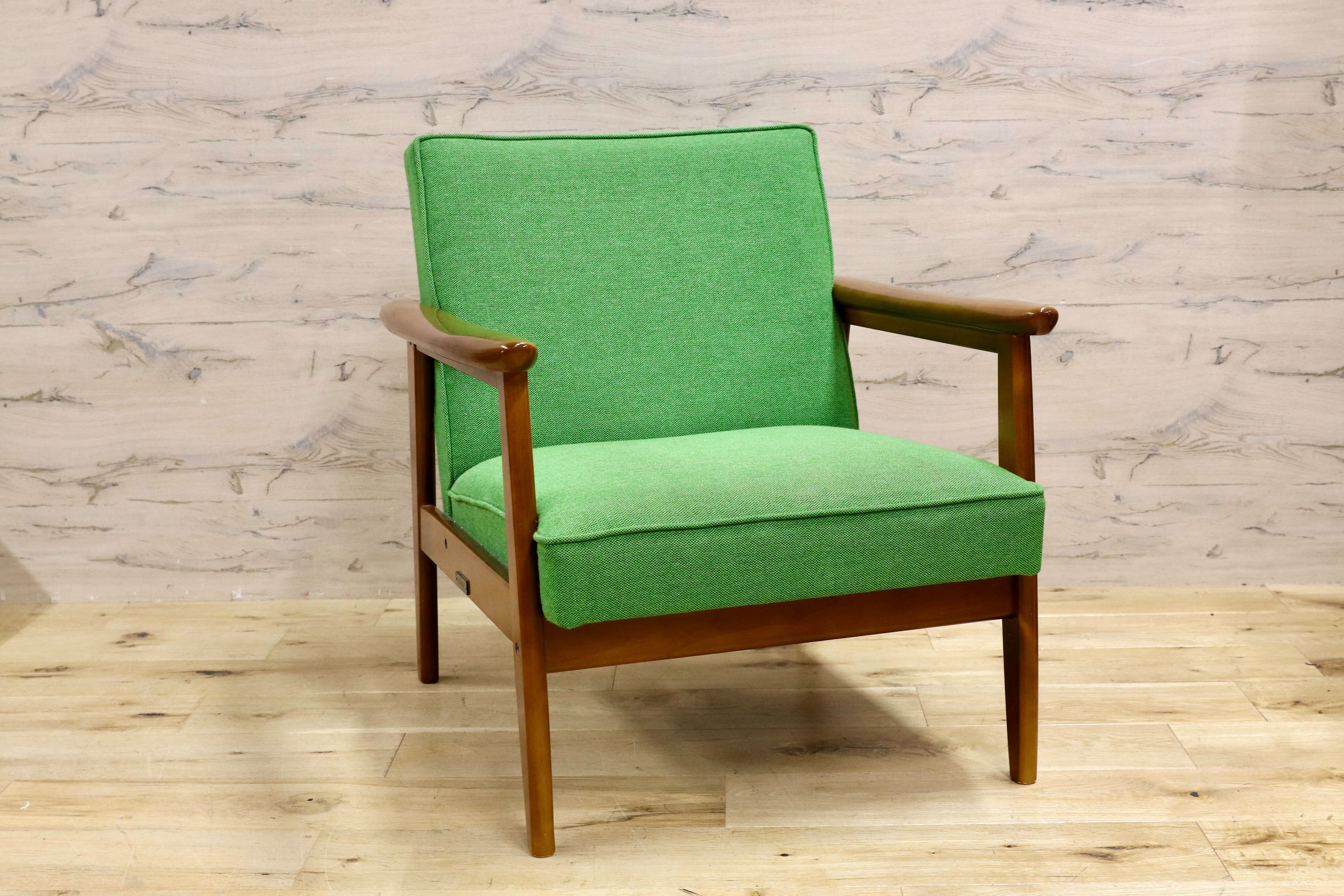 ビンテージアームチェア リクライニング 読書 緑 グリーン