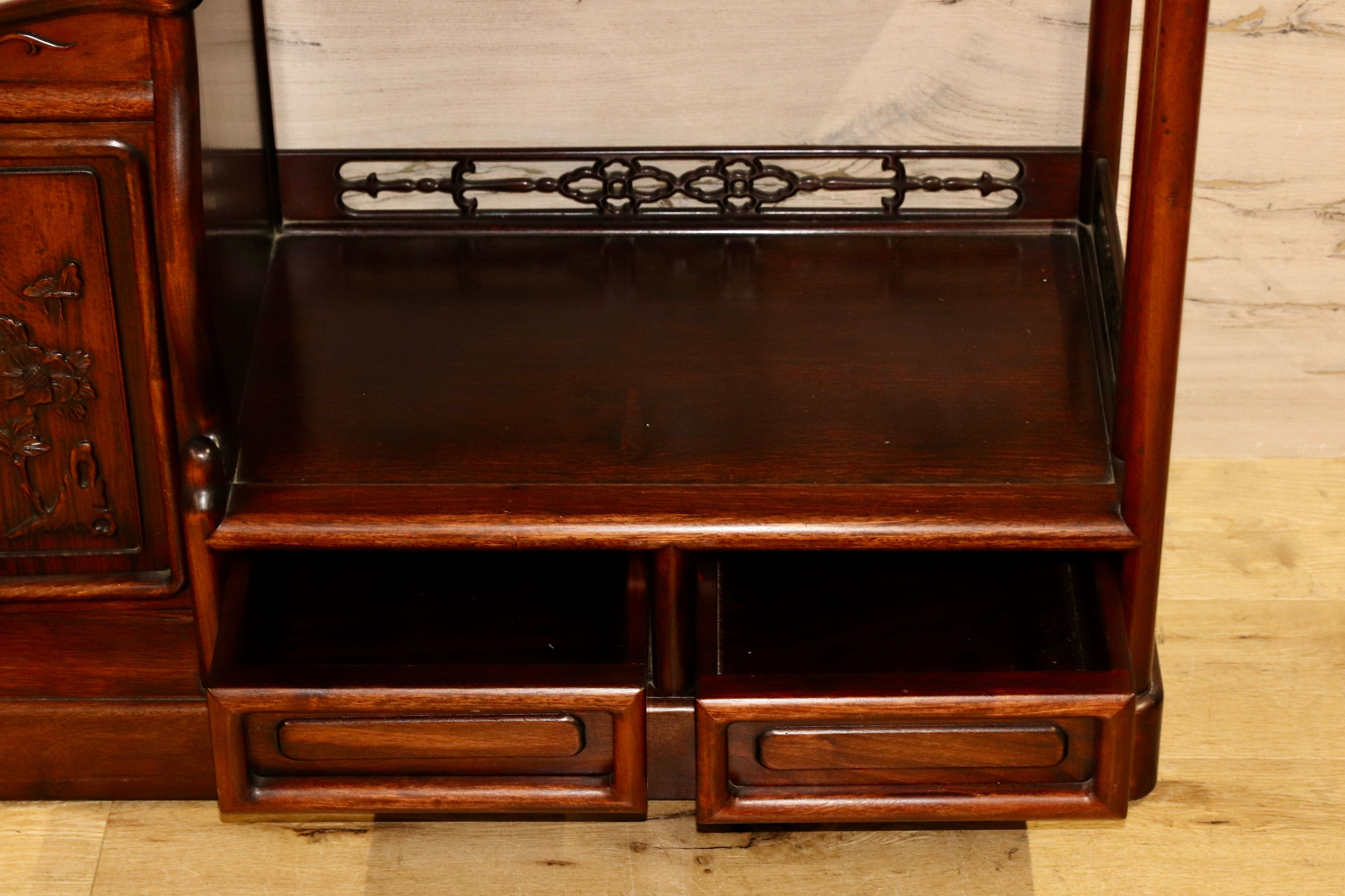 GMGH478○最高級 唐木家具 花梨 茶棚 飾り棚 サイドボード 和家具 和室