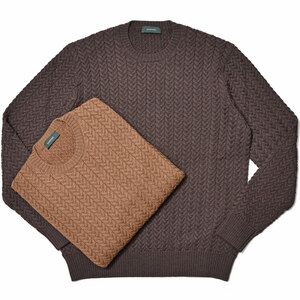 ZANONE（ザノーネ）ミドルゲージウールケーブルクルーネックニット