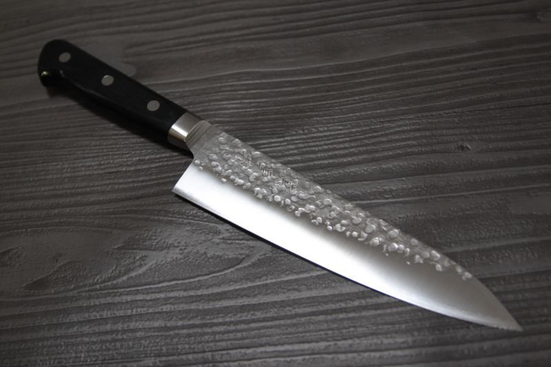 高村作 鳳皇琳 V10スペシャル鋼 鎚目打ち 牛刀180mm 黒合板柄