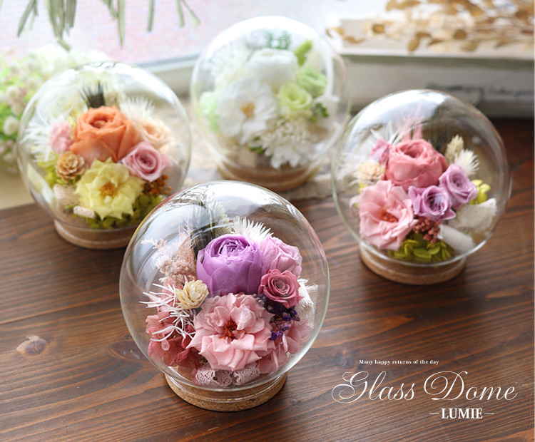 プリザーブドフラワー ガラスドーム バブルドーム LUMIE -ルミエ