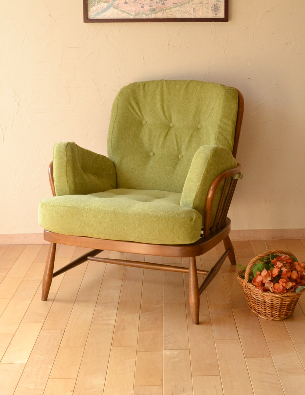 イギリスのアーコール社、アンティークソファ、1人掛けのラウンジ