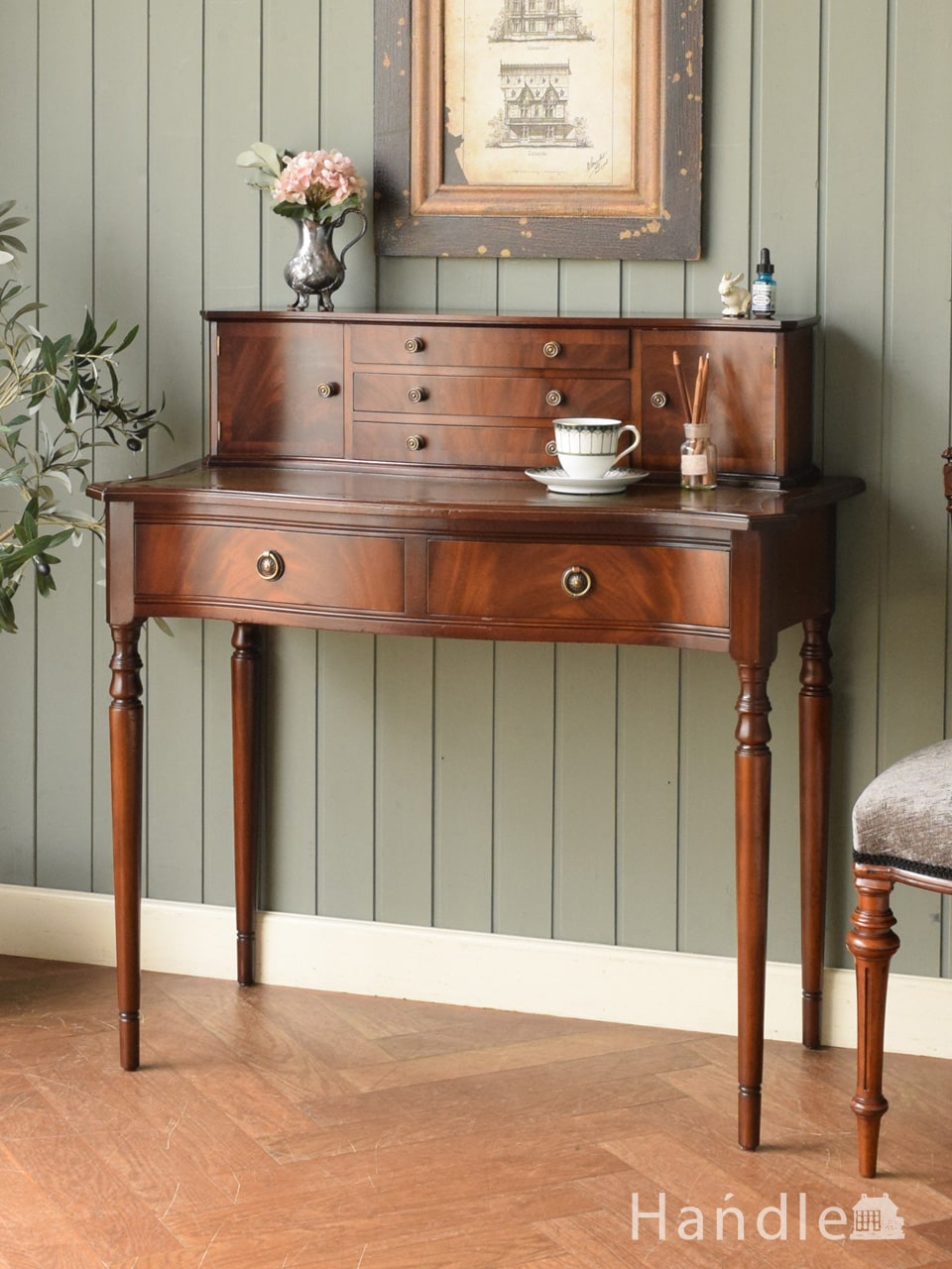 アンティークの書斎机、リモートワークに最適なワークデスク(j-2861-f