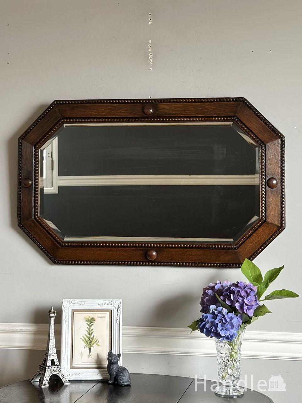 アンティークのカッティングミラー、イギリスで見つけた壁掛け鏡(m