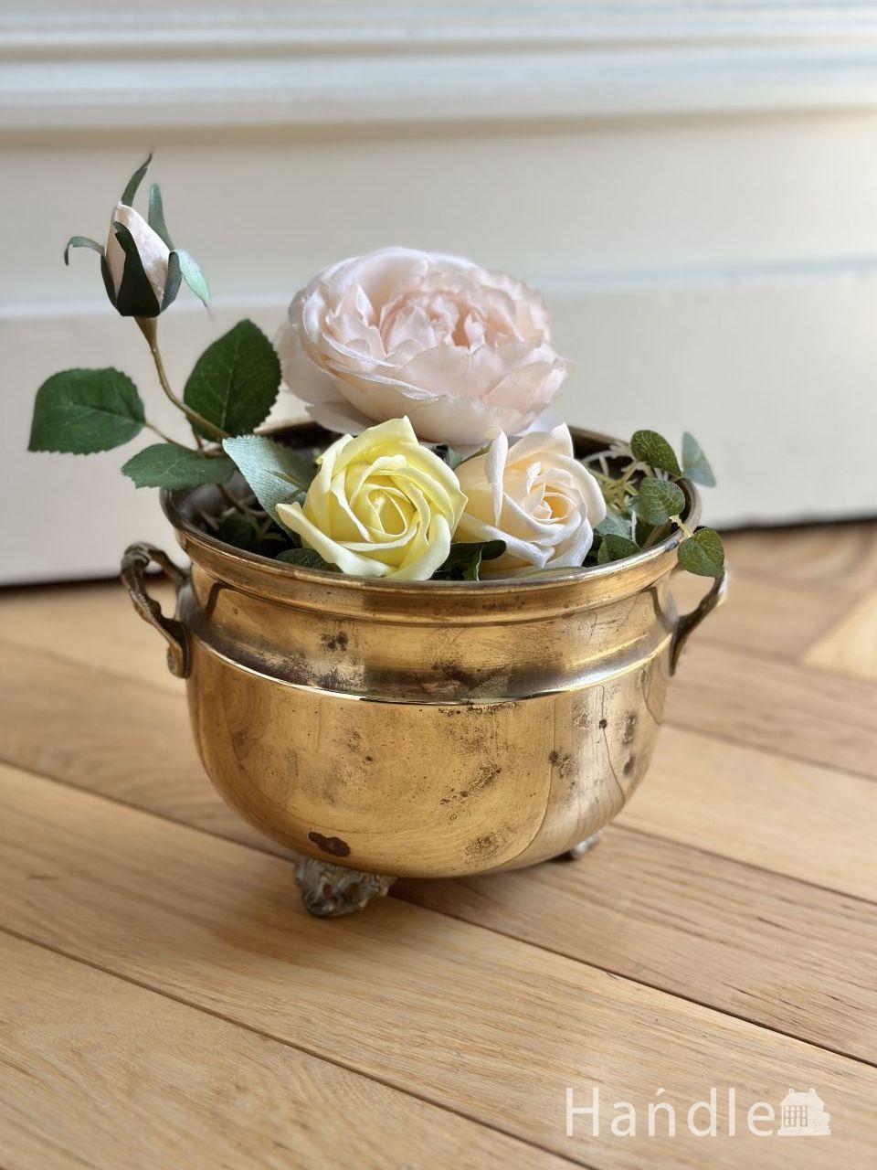 英国アンティークの銀雑貨、アンティークシルバーのフラワーベース（1