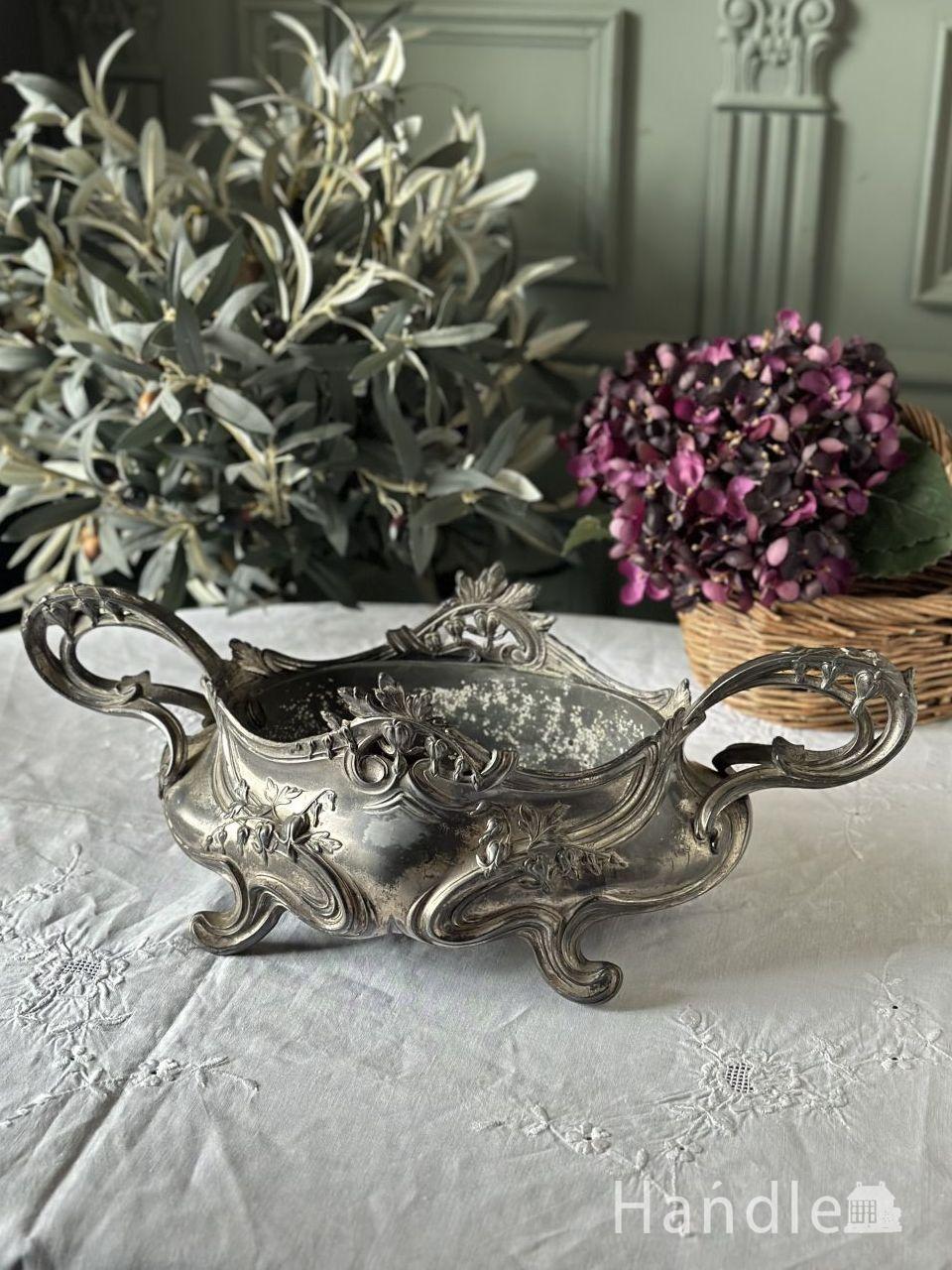 フランス雑貨マリン本日セール】手描きバラ柄ポット ブラウン フランス