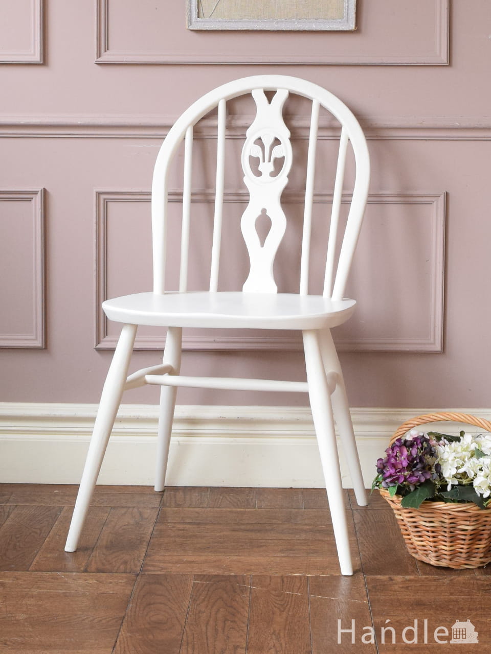 アーコールのシスルバックチェア（カスタード色・ハの字脚・アーム付き