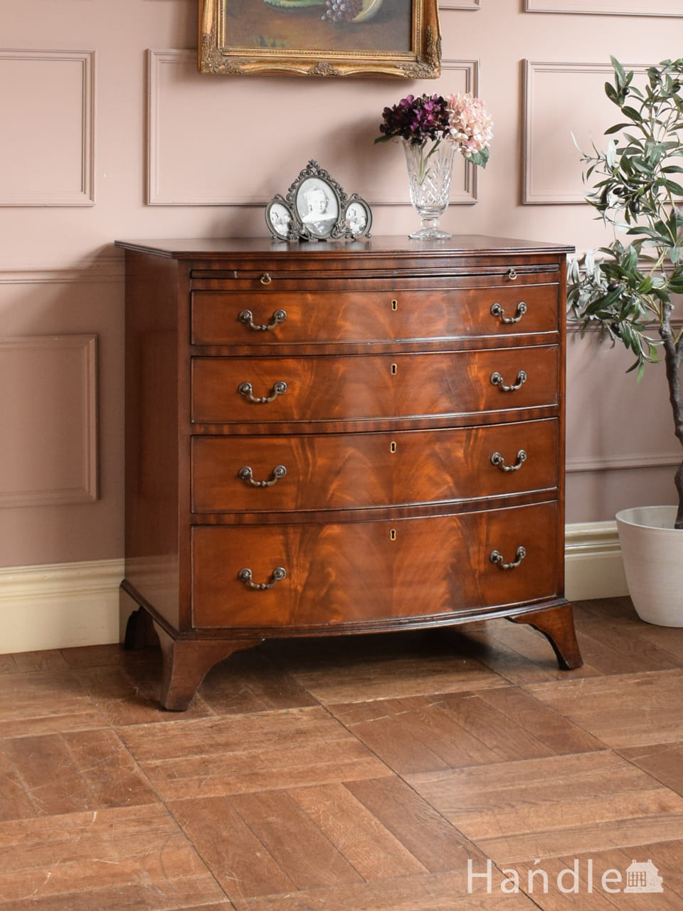 南フランスの華やかなアンティーク家具、幅広の2段チェスト(j-1223-f