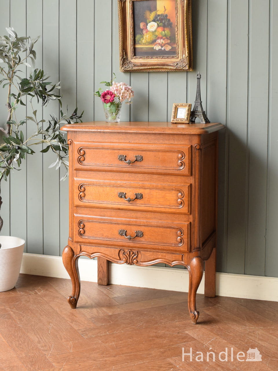 フランスのアンティークチェスト、猫脚のおしゃれなドロワー(j-2903-f