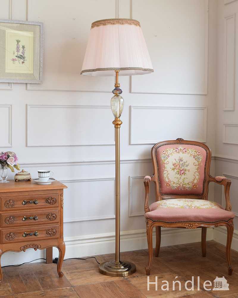 アンティーク風のシェード付きフロアランプ（E17電球付）(tl-0065