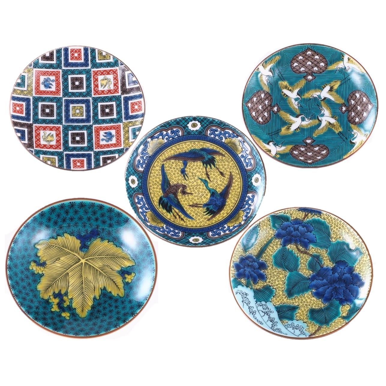 九谷焼 青郊窯 九谷名品豆皿5枚揃: TORIYOSE | HANEDA Shopping 羽田